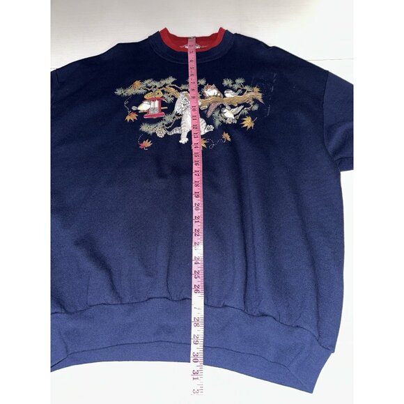 Vintage Whim Z Sweatshirt 3xl Blue Mock Neck Long Sleeve Grandmacore USA 80s 90s - Picture 9 of 14